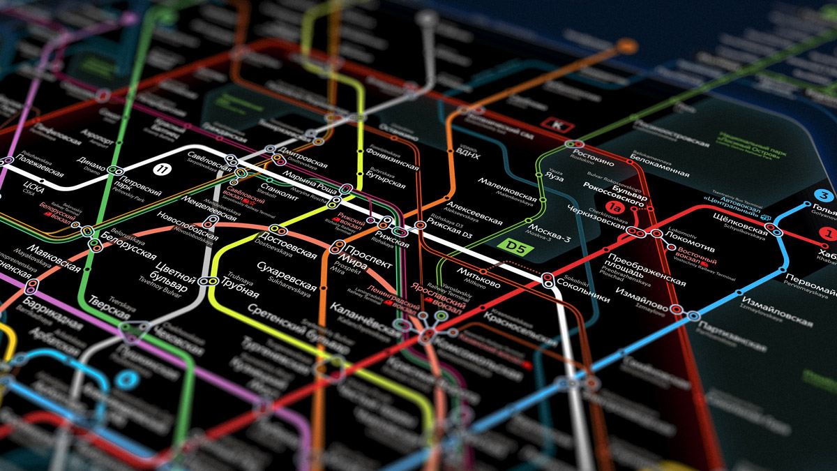 Концепт темной версии схемы метро
